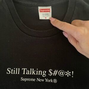 Supreme Black Tee with Bold Text. Still talking $#@*!